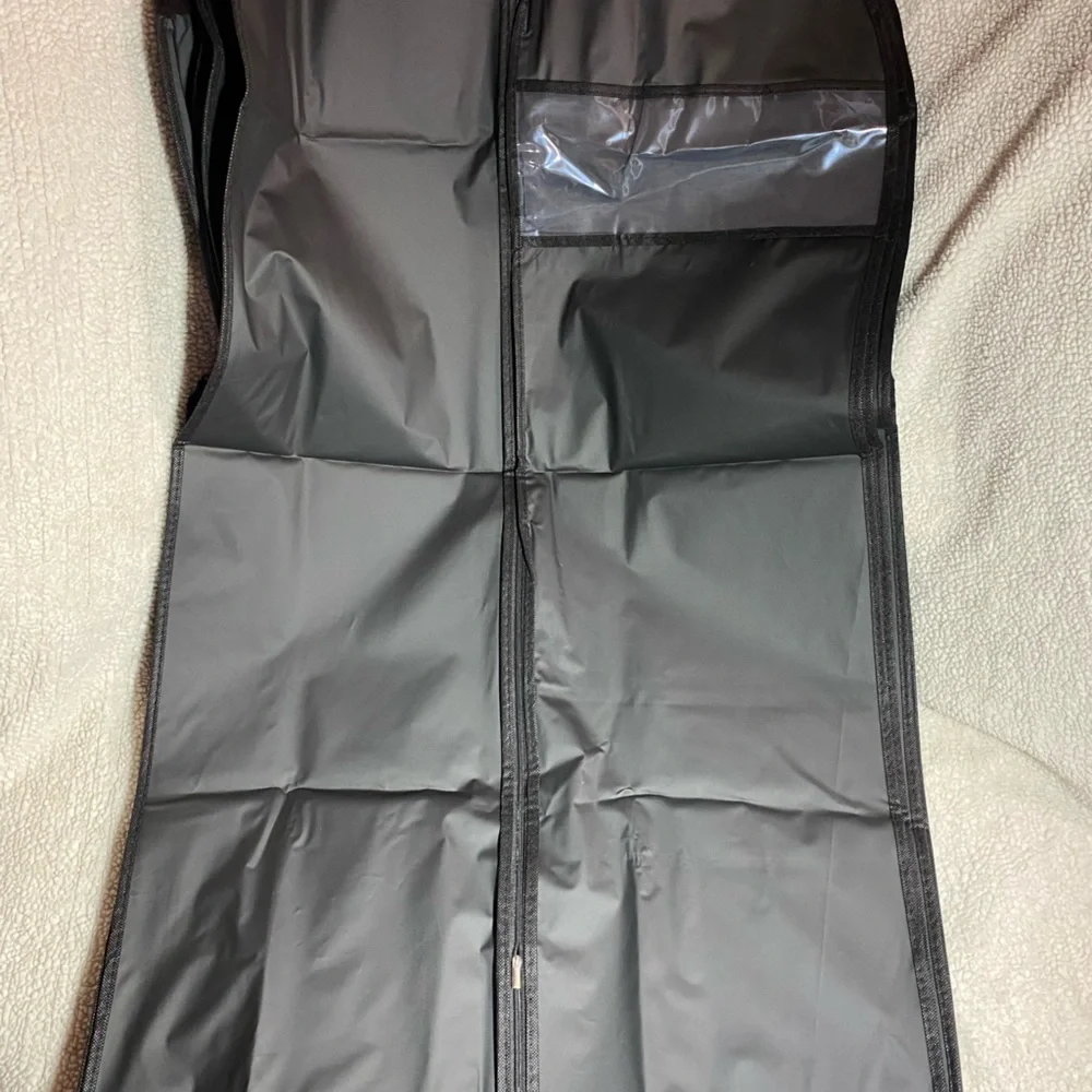 8pk. PEVA 43”L Black Garment Zipper Bags w/ window, 23.75”W, hangable,